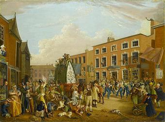 unknow artist Oil on canvas painting depicting the ancient custom of rushbearing on Long Millgate in Manchester in 1821 China oil painting art